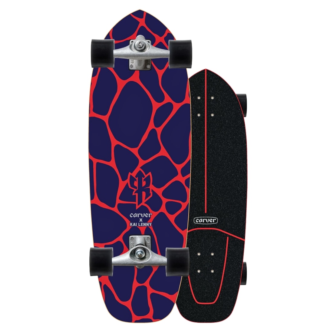 Carver Kai Lenny Lava 31" Surf Skateboard Cx Trucks - Red Black - Surf Skateboard by Carver 31 inch