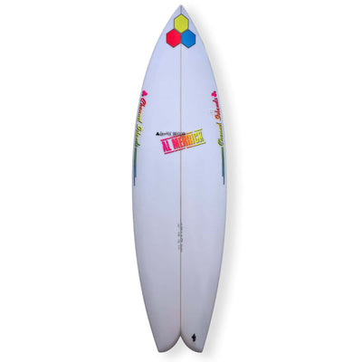 Channel Islands 5'8 Fishbeard Surfboard - 29.2L - White/Retro - Shortboard by Channel Islands 5ft 8in