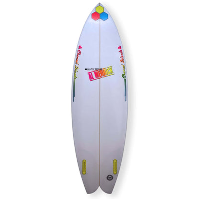 Channel Islands 5'8 Fishbeard Surfboard - 29.2L - White/Retro - Shortboard by Channel Islands 5ft 8in