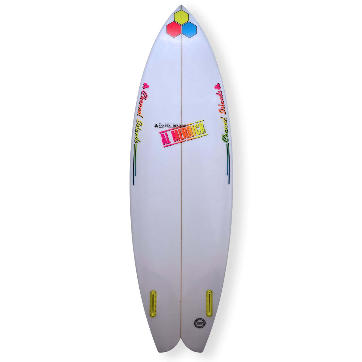 Channel Islands 5'8 Fishbeard Surfboard - 29.2L - White/Retro - Shortboard by Channel Islands 5ft 8in