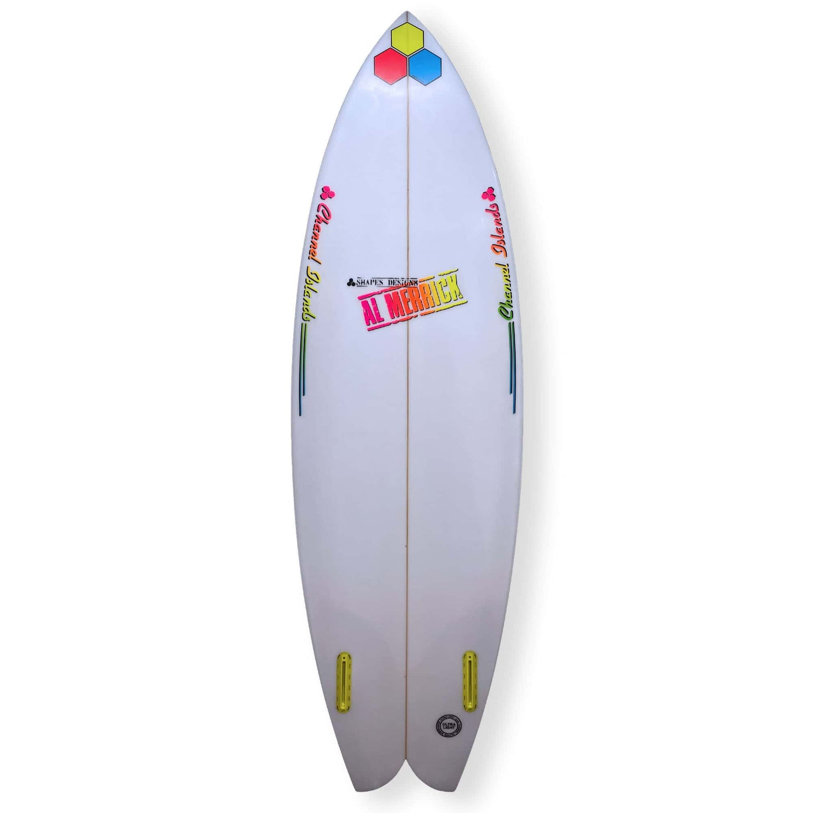 Channel Islands 5'8 Fishbeard Surfboard - 29.2L - White/Retro - Shortboard by Channel Islands 5ft 8in