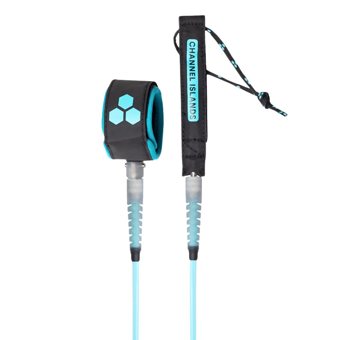 Channel Islands 6ft Everyday Hex 6.5mm Surfboard Leash - Cyan Black - 6ft Surfboard Leash by Channel Islands 6ft