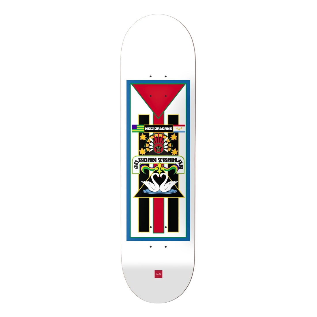 Chocolate 8.5" Trahan Trajineras Twin Tip Deck - White - Skateboard Deck by Chocolate 8.5 inch