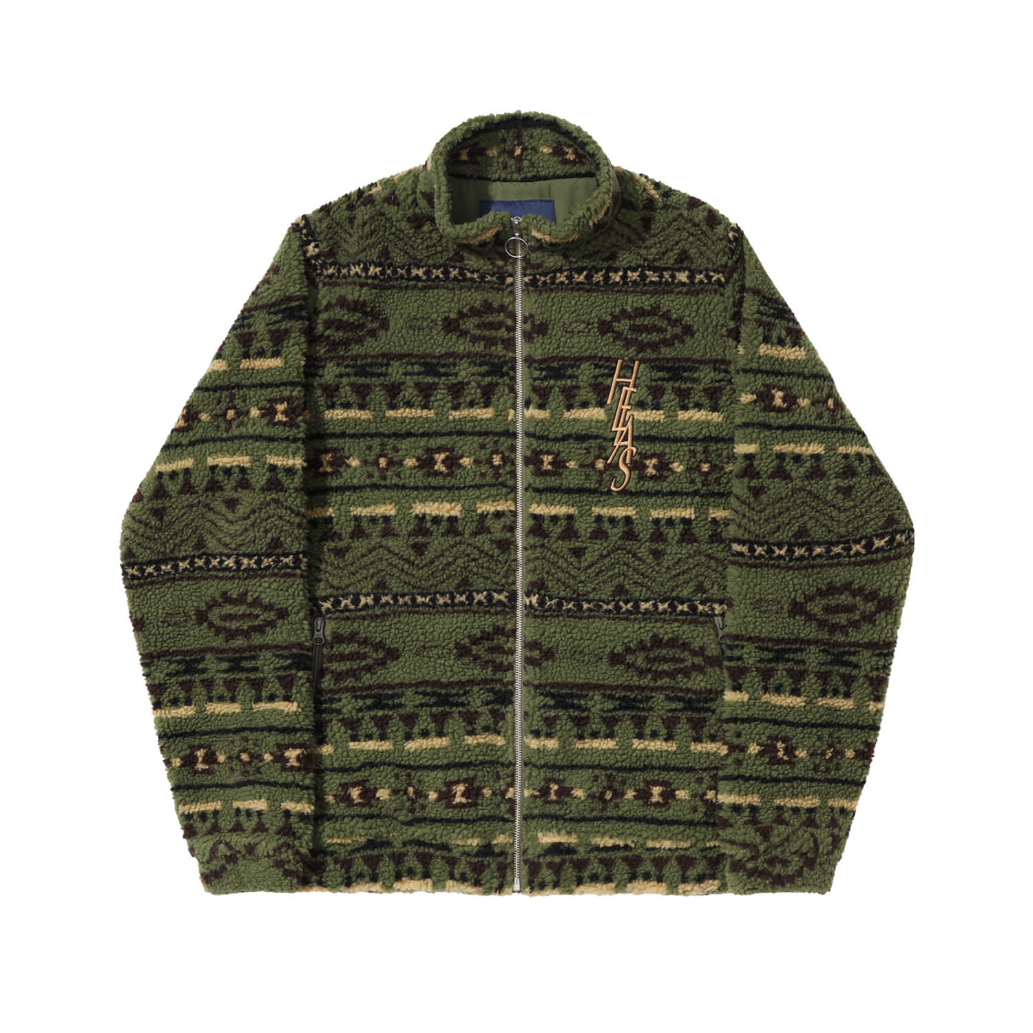 Helas Dew Teddy Fleece Zip Up Jacket - Green
