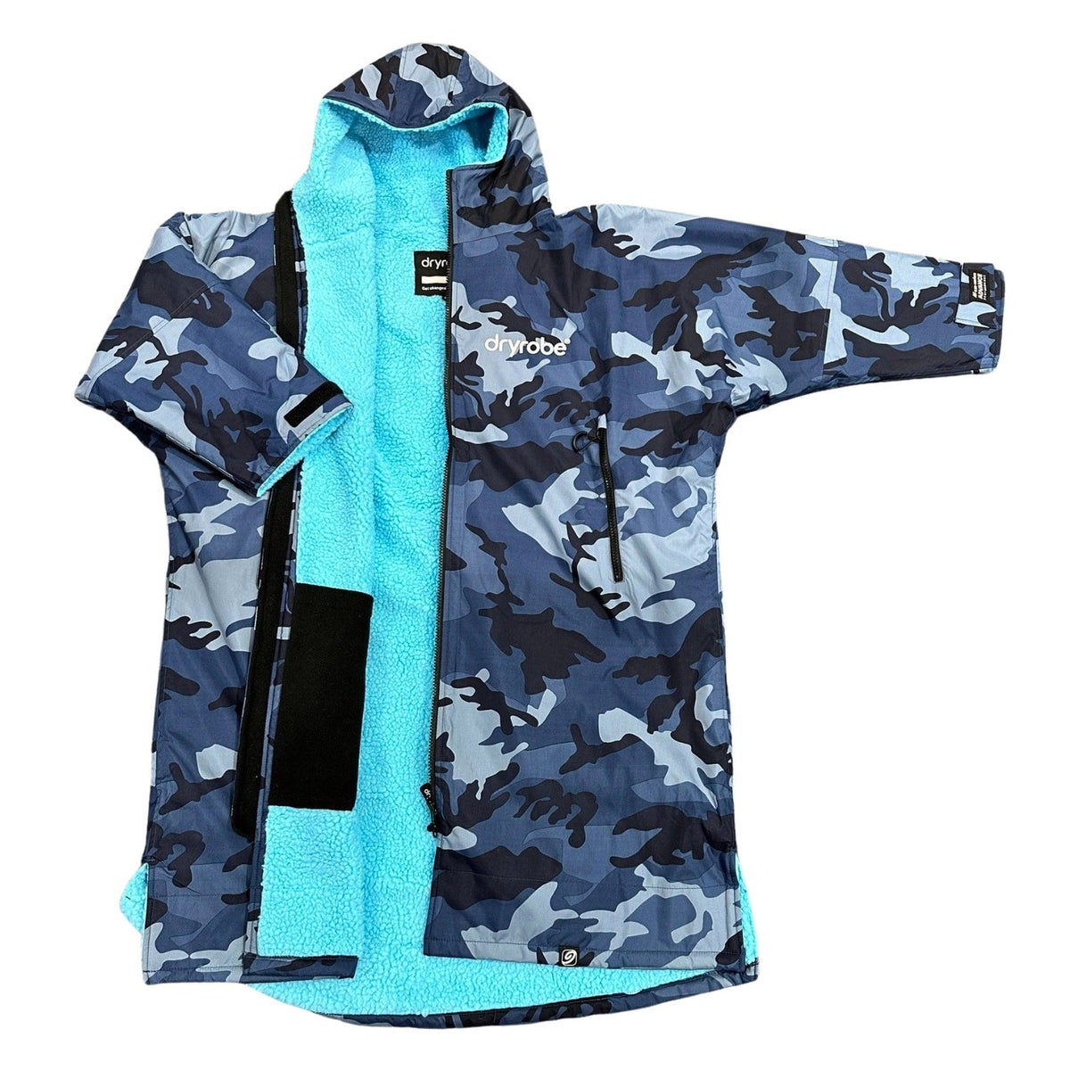 Dryrobe Advance Long Sleeve Drying &amp; Changing Robe - Blue Camo/Blue - Changing Robe Poncho Towel by Dryrobe