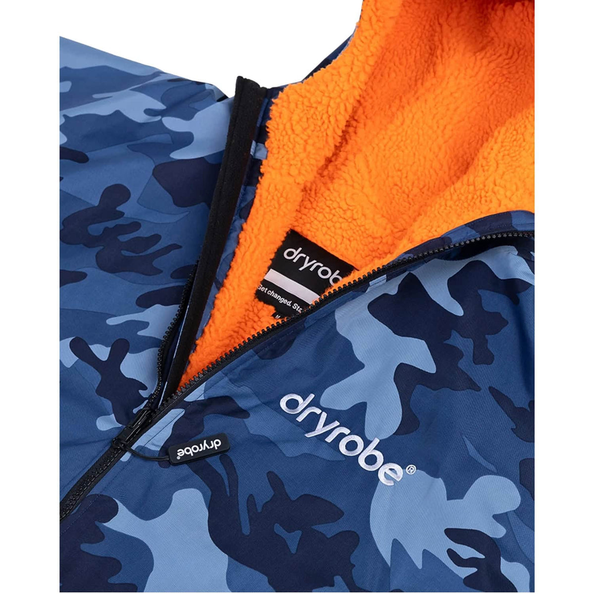 Dryrobe Advance Long Sleeve Drying &amp; Changing Robe - Blue Camo/Orange - Changing Robe Poncho Towel by Dryrobe