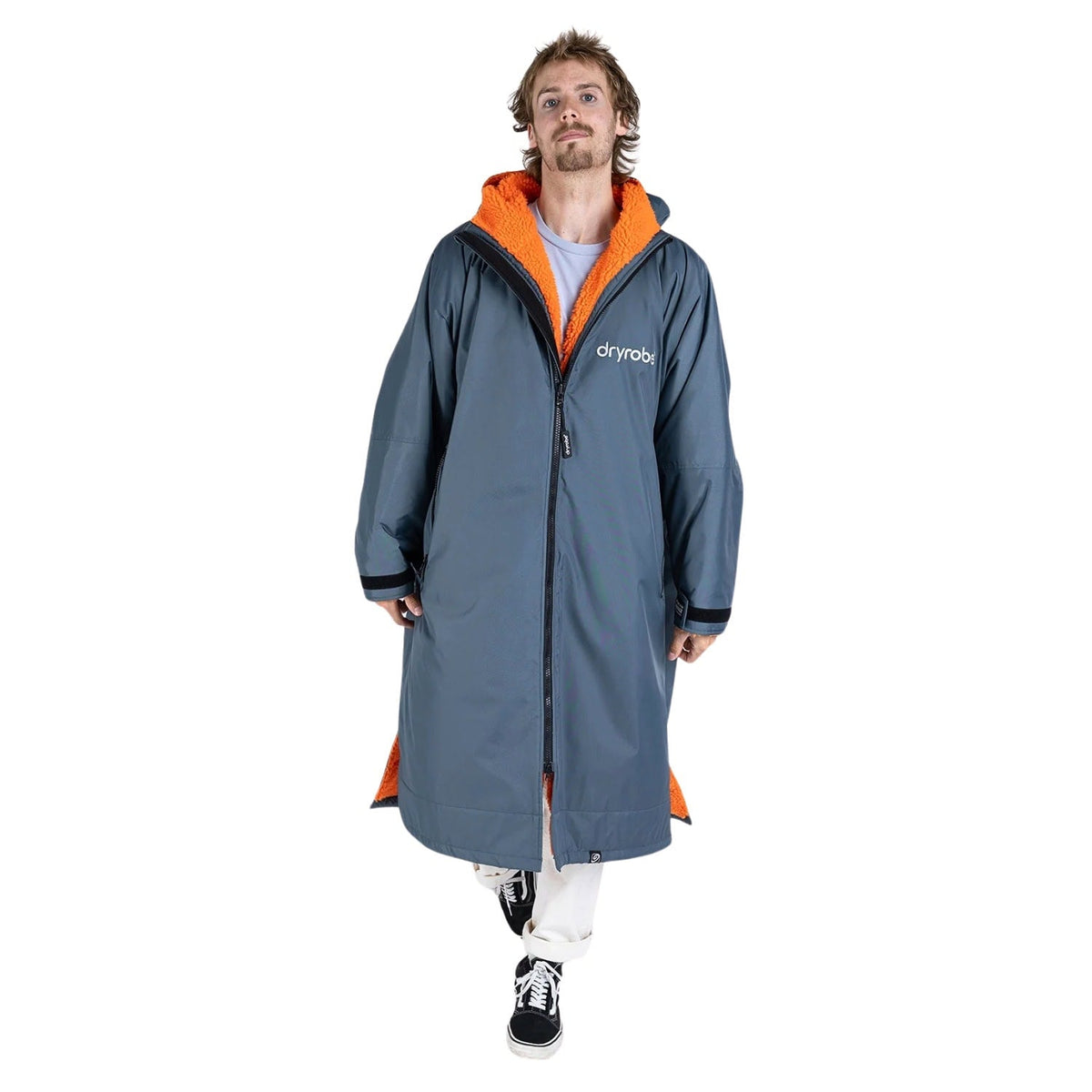 Dryrobe Advance Long Sleeve Drying &amp; Changing Robe - Dark Grey/Orange - Changing Robe Poncho Towel by Dryrobe