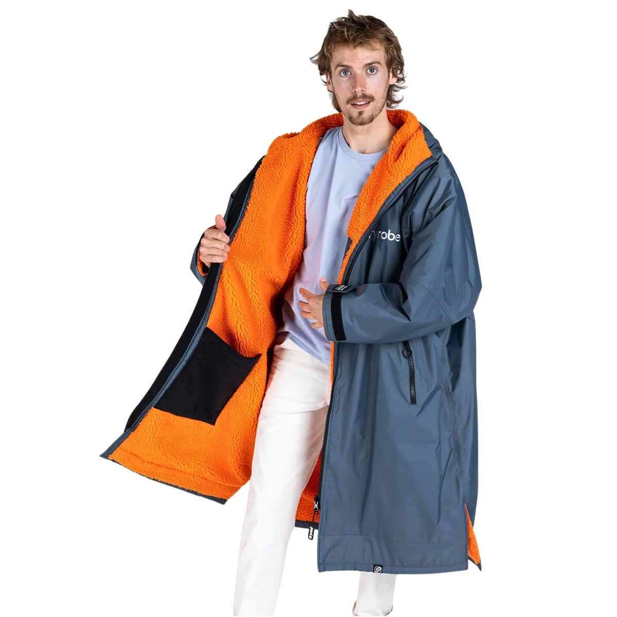 Dryrobe Advance Long Sleeve Drying &amp; Changing Robe - Dark Grey/Orange - Changing Robe Poncho Towel by Dryrobe