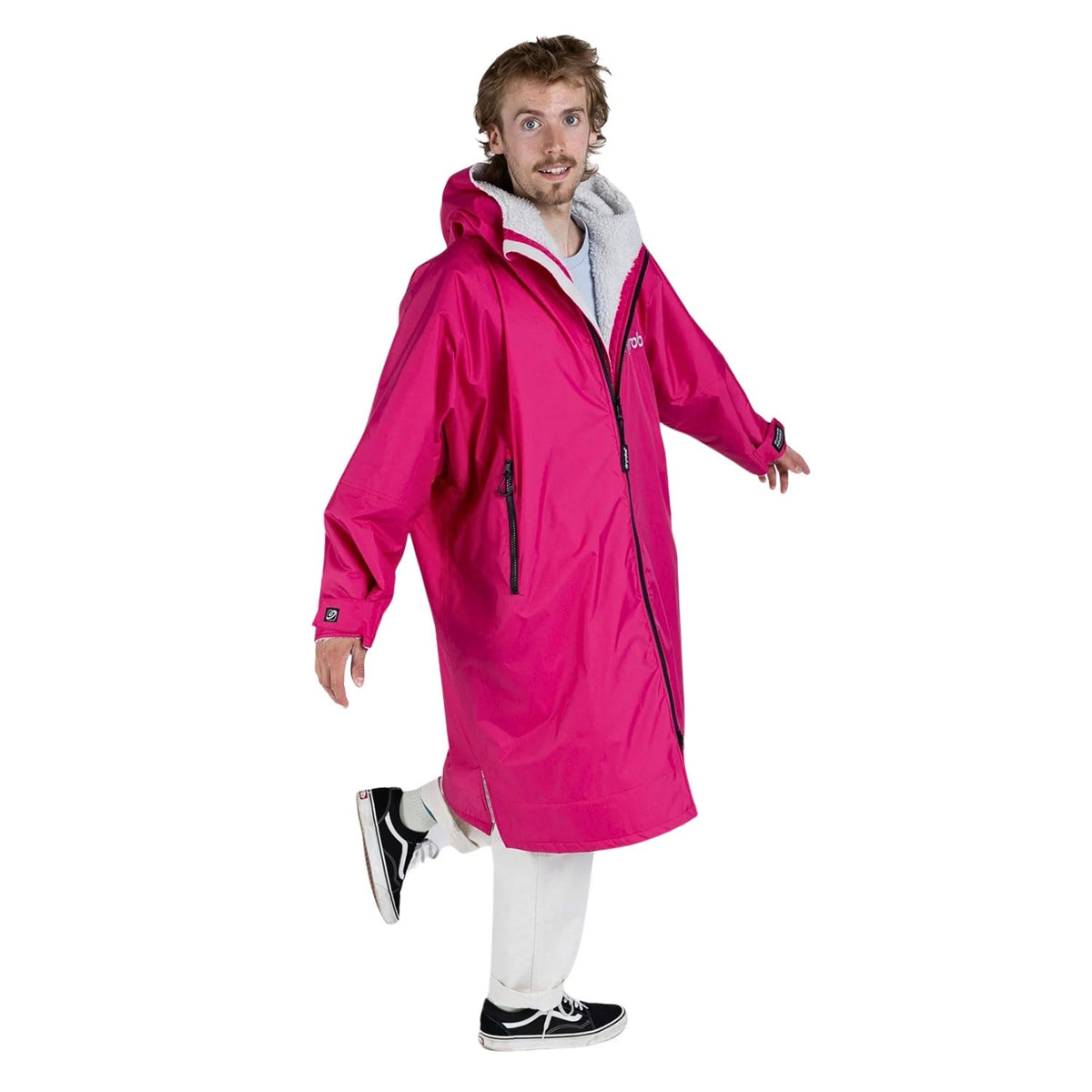 Dryrobe Advance Long Sleeve Drying &amp; Changing Robe - Pink/Light Grey - Changing Robe Poncho Towel by Dryrobe