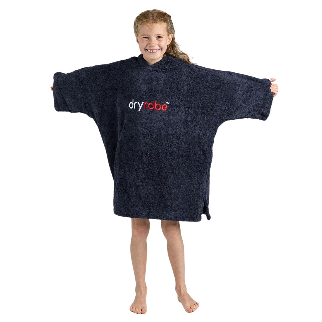 Dryrobe Kids Organic Cotton Towelling Robe - Navy - Changing Robe Poncho Towel by Dryrobe 10-14 Years