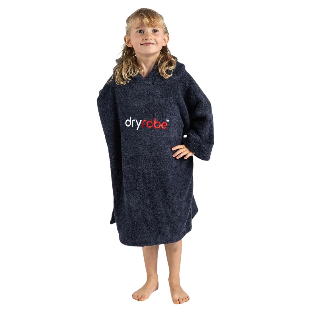 Dryrobe Kids Organic Cotton Towelling Robe - Navy - Changing Robe Poncho Towel by Dryrobe 10-14 Years