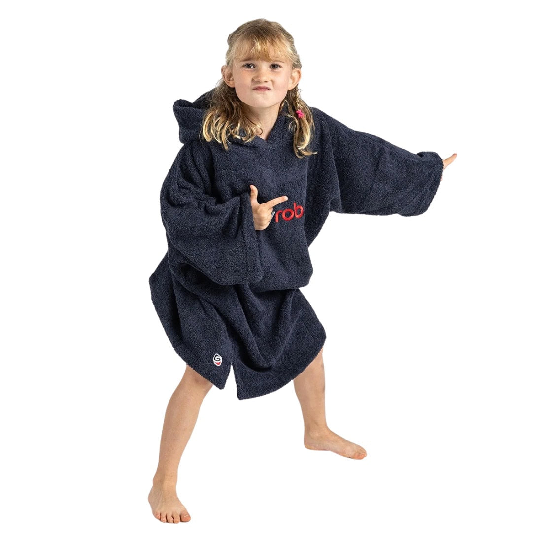 Dryrobe Kids Organic Cotton Towelling Robe - Navy - Changing Robe Poncho Towel by Dryrobe 10-14 Years