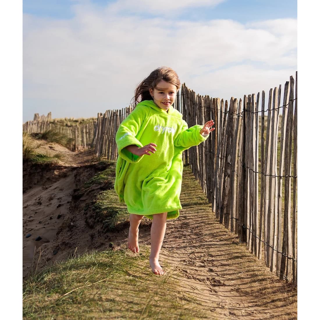 Dryrobe Kids Towel Changing Robe - Lime Green