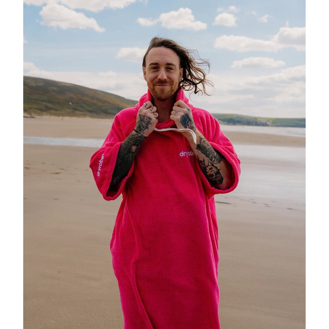 Dryrobe Towel Robe - Hot Pink - Changing Robe Poncho Towel by Dryrobe M