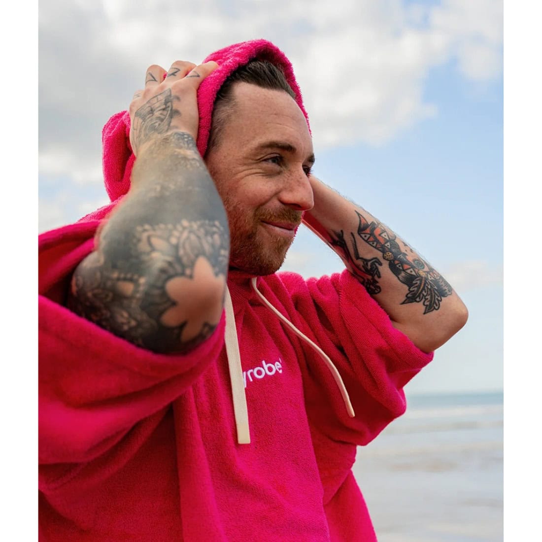 Dryrobe Towel Robe - Hot Pink - Changing Robe Poncho Towel by Dryrobe M