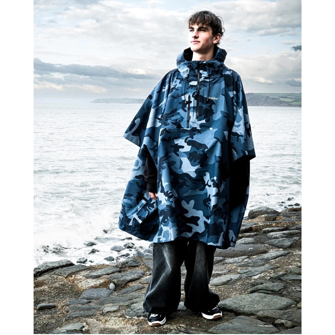 Dryrobe Waterproof Poncho - Blue Camo - Changing Robe Poncho Towel by Dryrobe One Size