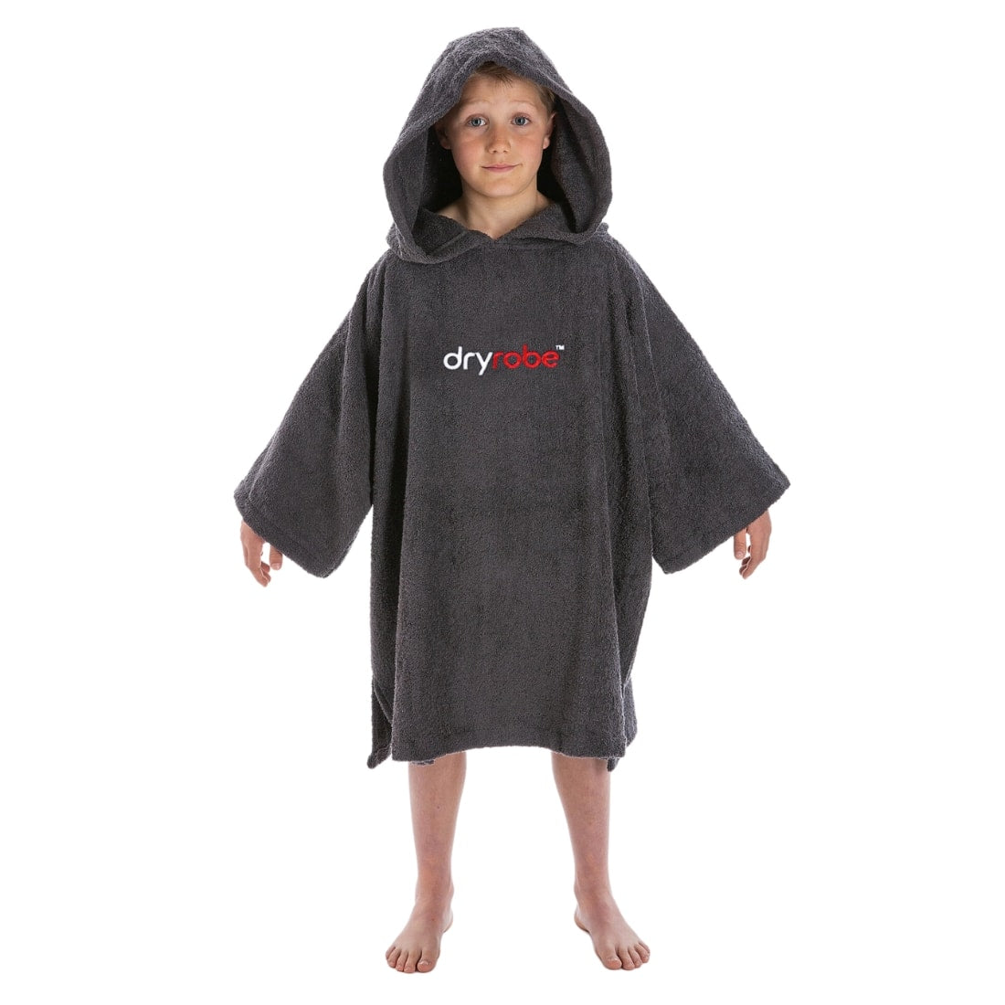Dryrobe Youth Kids Organic Cotton Short Sleeve Towel Robe - Slate Grey - Changing Robe Poncho Towel by Dryrobe 10-14 Years