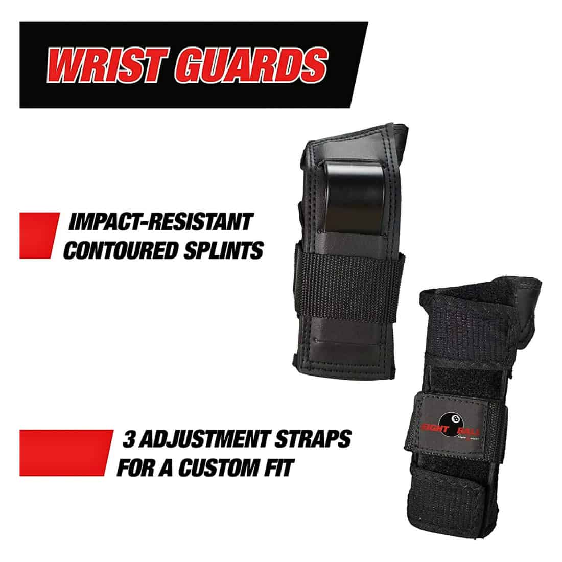 Eight Ball 3 Kids Piece Pad Set - Black - Skateboard Pad Sets by Eight Ball JR/XS