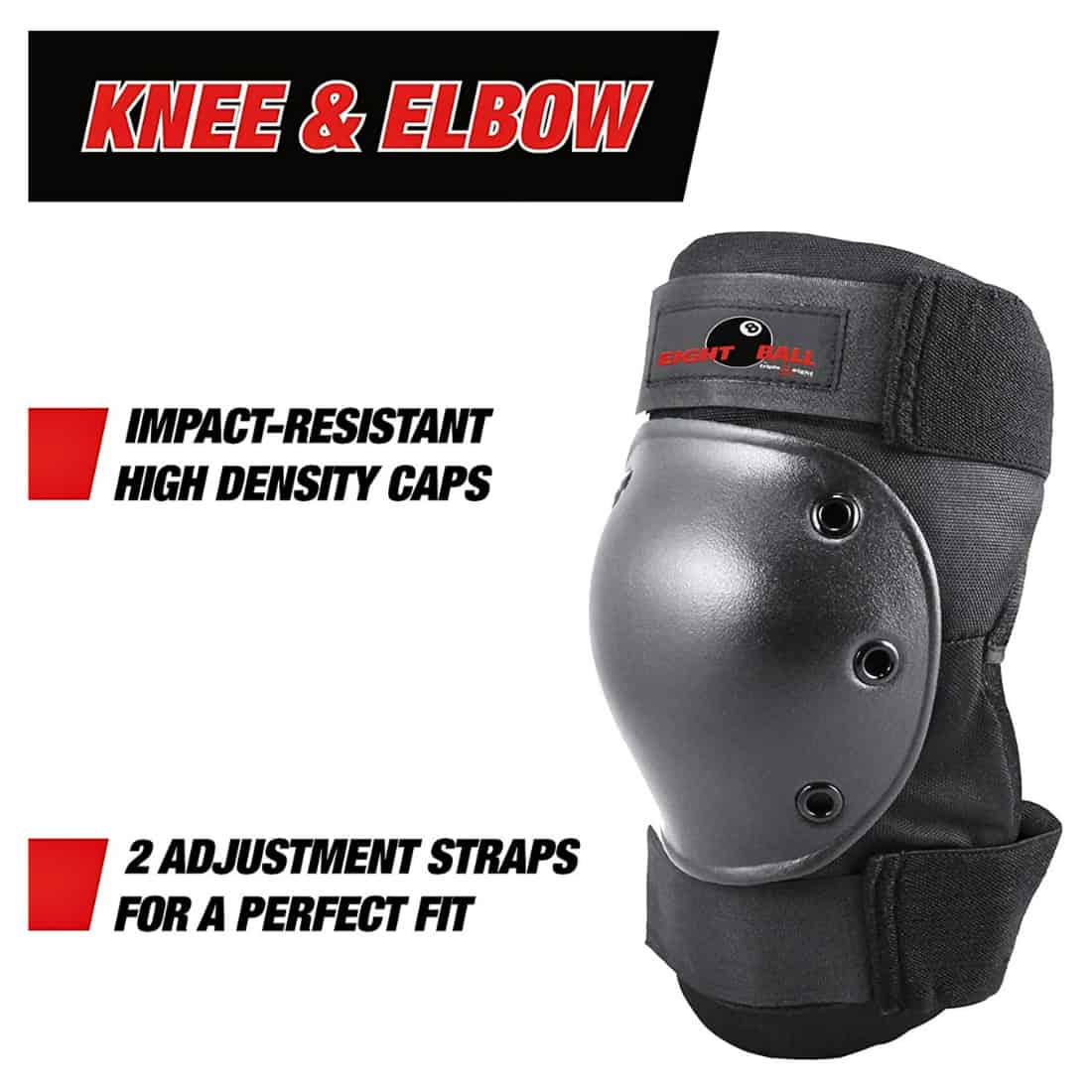 Eight Ball 3 Kids Piece Pad Set - Black - Skateboard Pad Sets by Eight Ball JR/XS