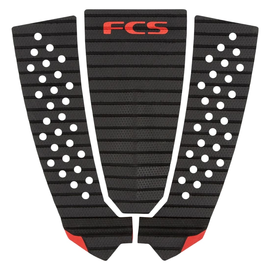 FCS Filipe Toledo Tread-Lite 3 Piece Surfboard Tail Pad - Charcoal/Red
