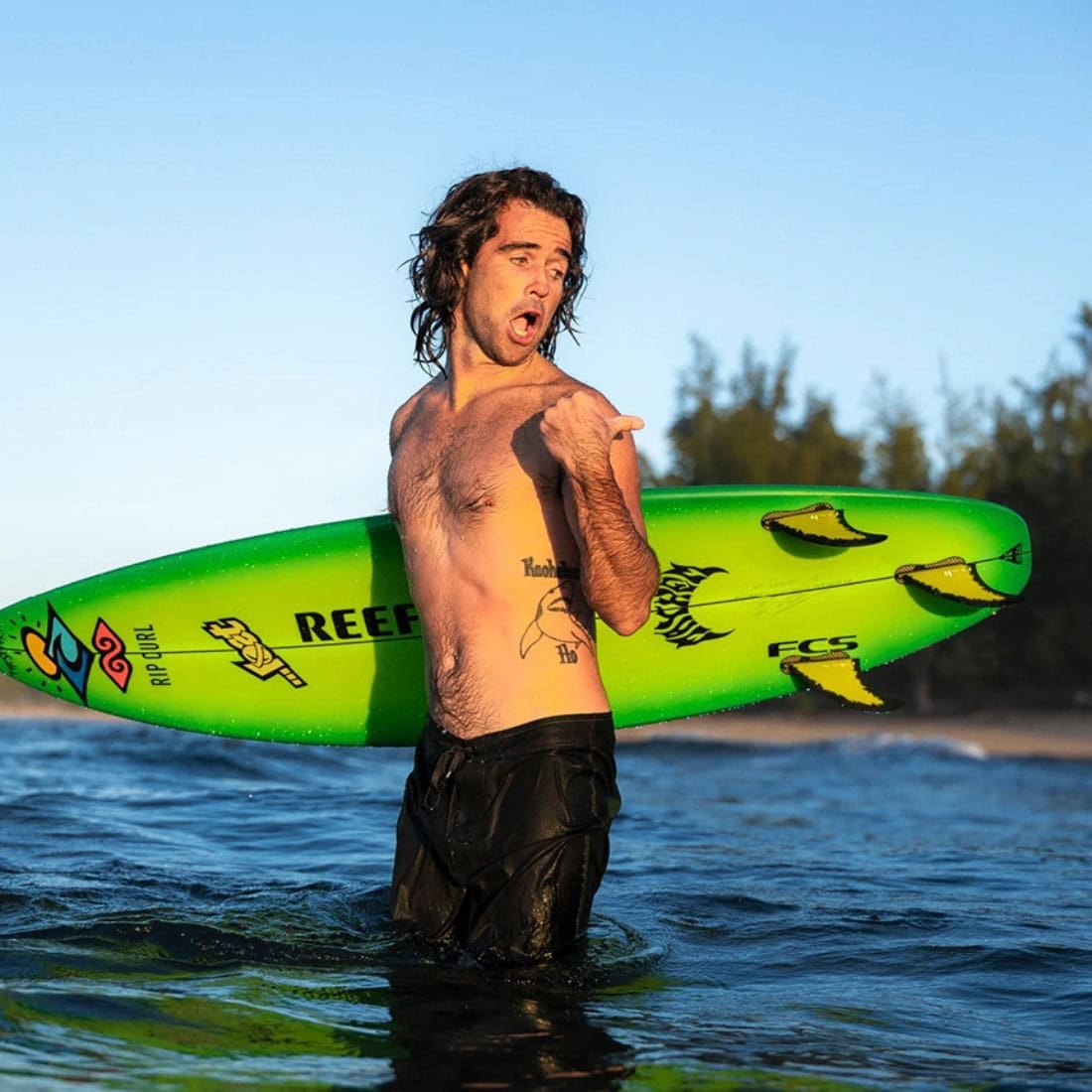 FCS II Large Mason Ho PC Aircore Thruster Fins - Fluro/Black - FCS II Fins by FCS Large Fins