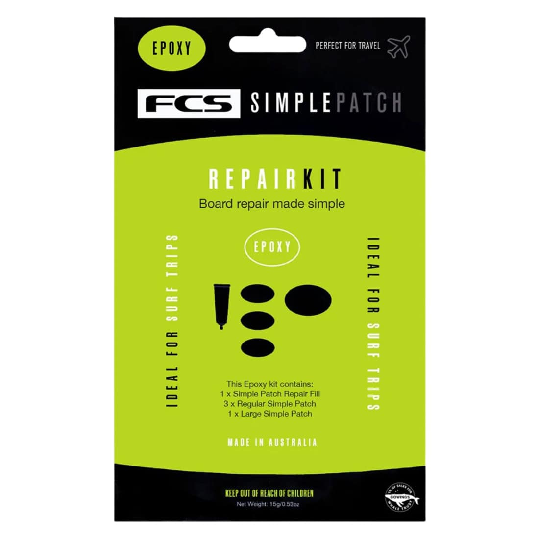 FCS Simple Patch Repair Kit - Epoxy - Clear - Epoxy Resin Surfboard Repair by FCS 15g/0.53oz
