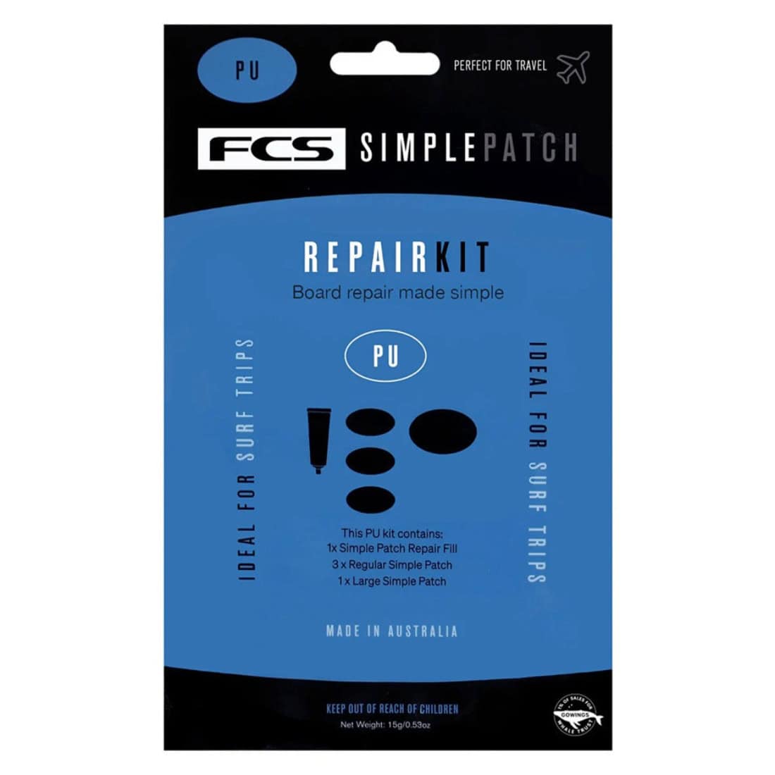 FCS Simple Patch Repair Kit - PU - Clear - Polyester Resin Surfboard Repair by FCS 15g/0.53oz