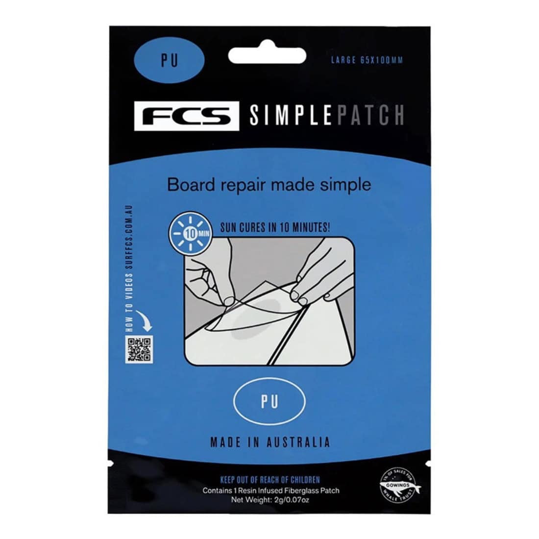 FCS Simple Patch Repair Patch - PU - Clear - Polyester Resin Surfboard Repair by FCS 1g/0.04oz