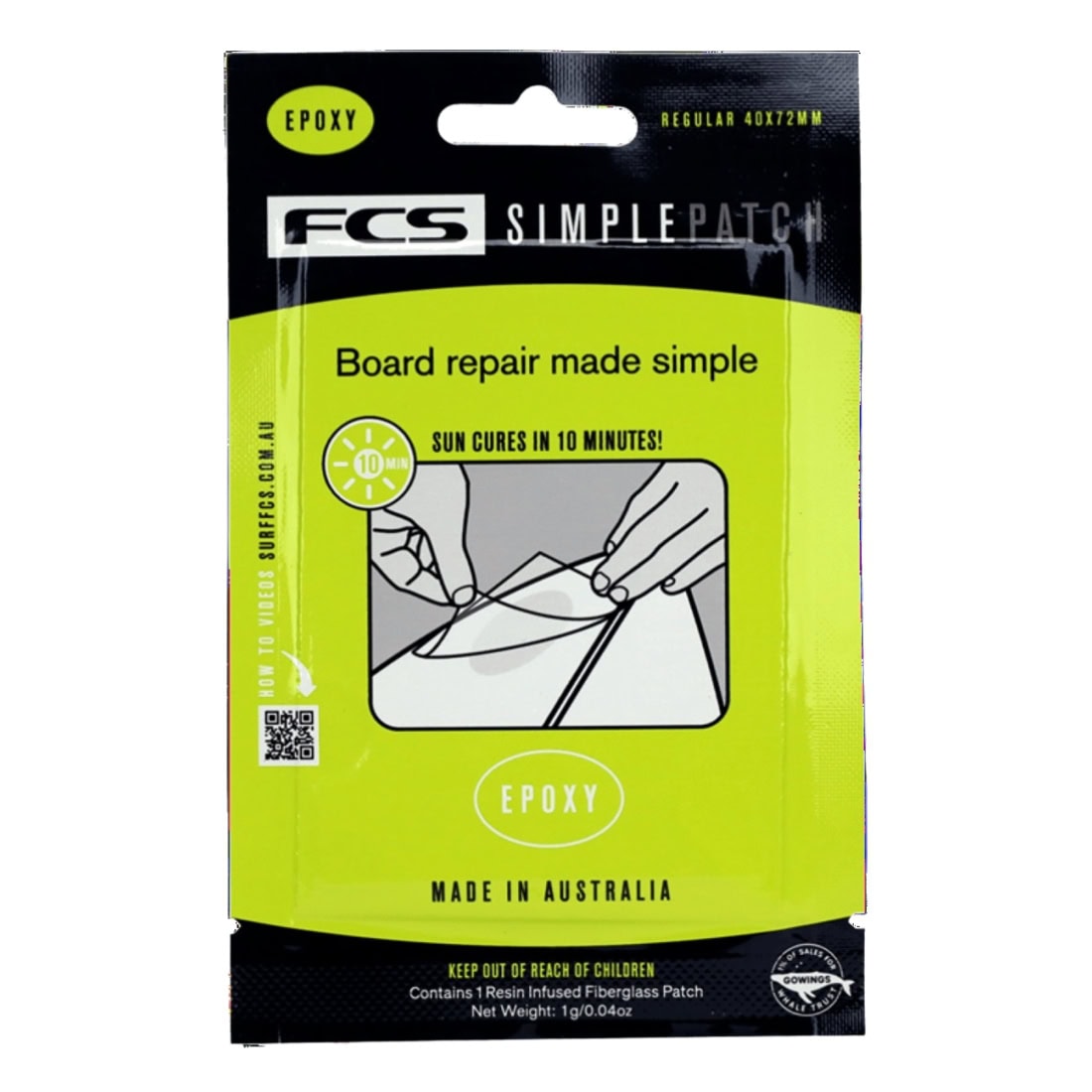 FCS Simple Patch Repair Patch Regular - Epoxy - Clear - Epoxy Resin Surfboard Repair by FCS 1g/0.04oz