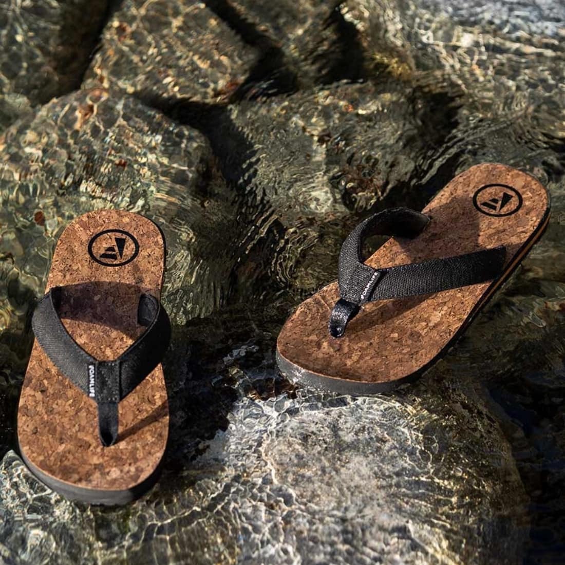Foamlife Mully Cork Flip Flop Sandals - Black