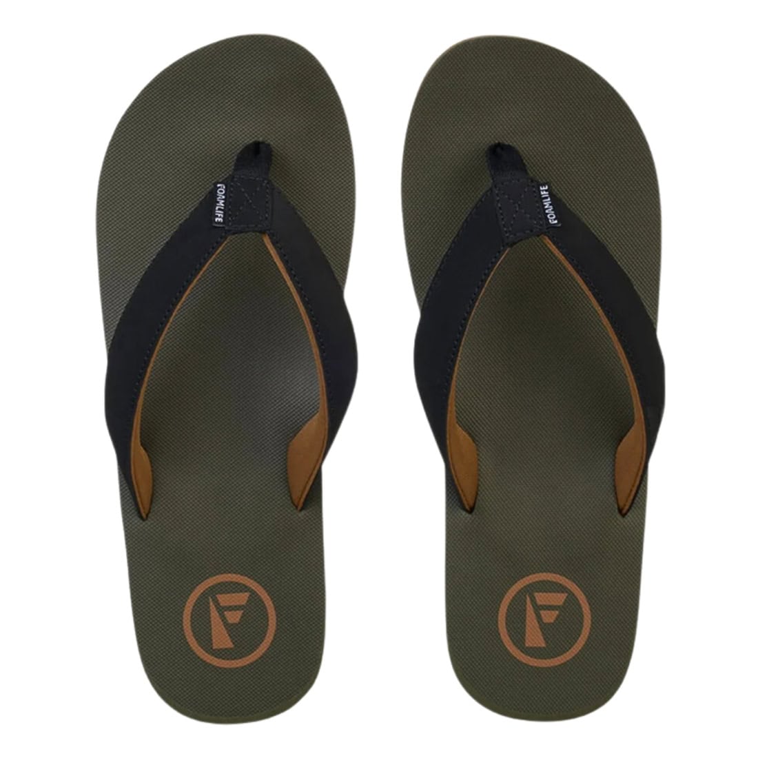 Foamlife Traa-SC Flip Flop Sandals - Olive - Mens Flip Flops by FoamLife