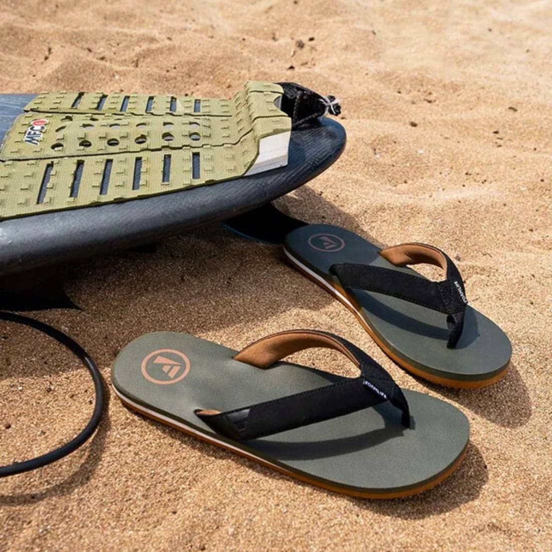 Foamlife Traa-SC Flip Flop Sandals - Olive - Mens Flip Flops by FoamLife