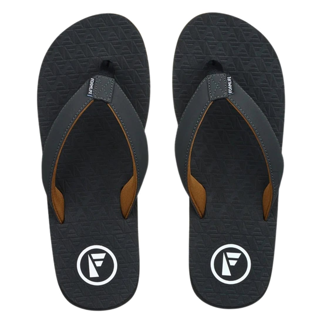 Foamlife Traad Flip Flop Sandals - Black/Slate Grey - Mens Flip Flops by FoamLife