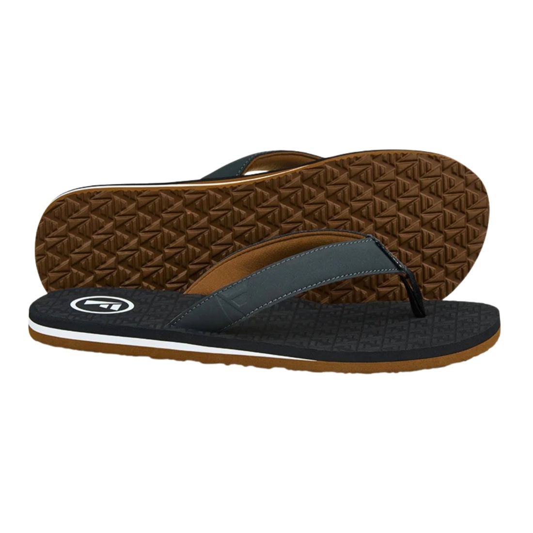 Foamlife Traad Flip Flop Sandals - Black/Slate Grey - Mens Flip Flops by FoamLife