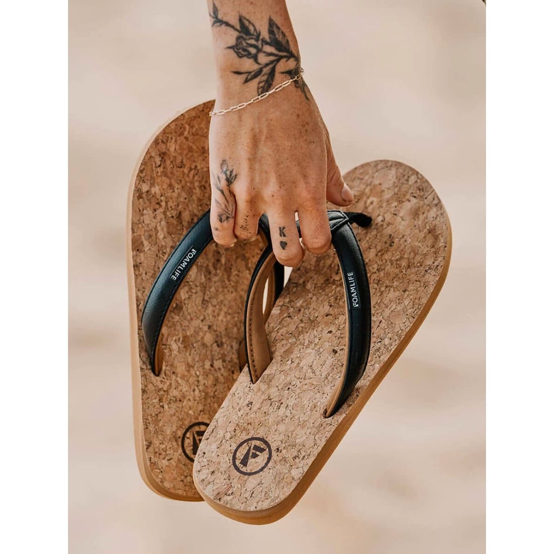Foamlife Womens Goldie Earth Flip Flop Sandals - Latte Brown - Womens Flip Flops by FoamLife