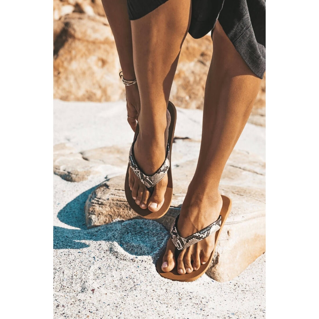 Foamlife Womens Selene Flip Flop Sandals - Latte Brown - Womens Flip Flops by FoamLife