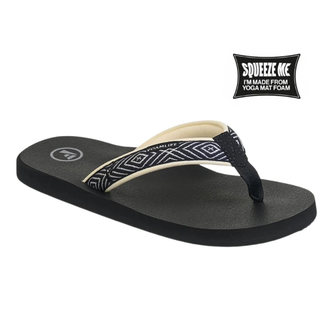 Foamlife Womens Yogi Flip Flop Sandals - Black - Womens Flip Flops by FoamLife