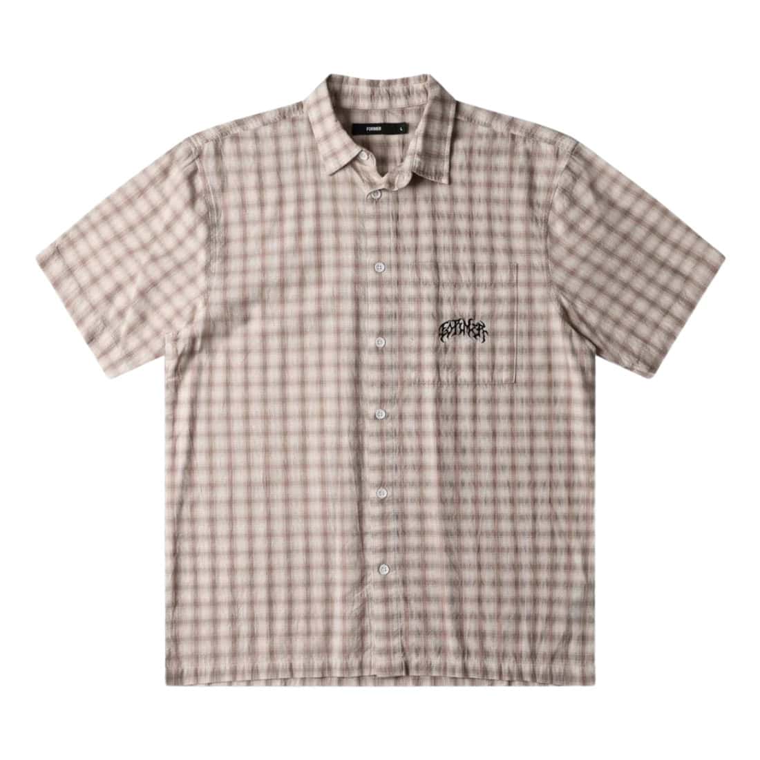 Former Manners Check Shortsleeve Shirt - Taupe - Mens Casual Shirt by Former