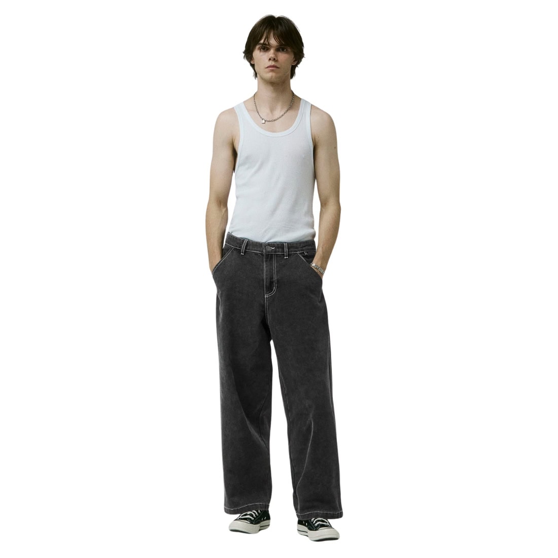 Former Reynolds Flatline Denim Pant - Washed Black - Mens Relaxed/Loose Denim Jeans by Former