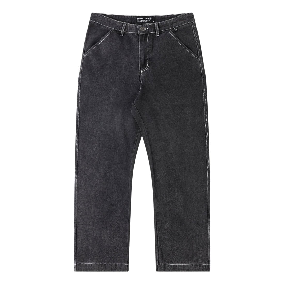 Former Reynolds Flatline Denim Pant - Washed Black - Mens Relaxed/Loose Denim Jeans by Former