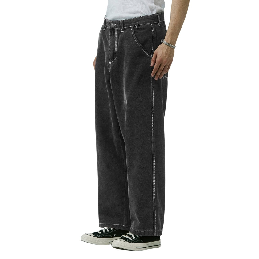 Former Reynolds Flatline Denim Pant - Washed Black - Mens Relaxed/Loose Denim Jeans by Former