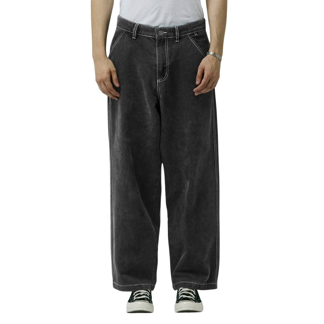 Former Reynolds Flatline Denim Pant - Washed Black - Mens Relaxed/Loose Denim Jeans by Former