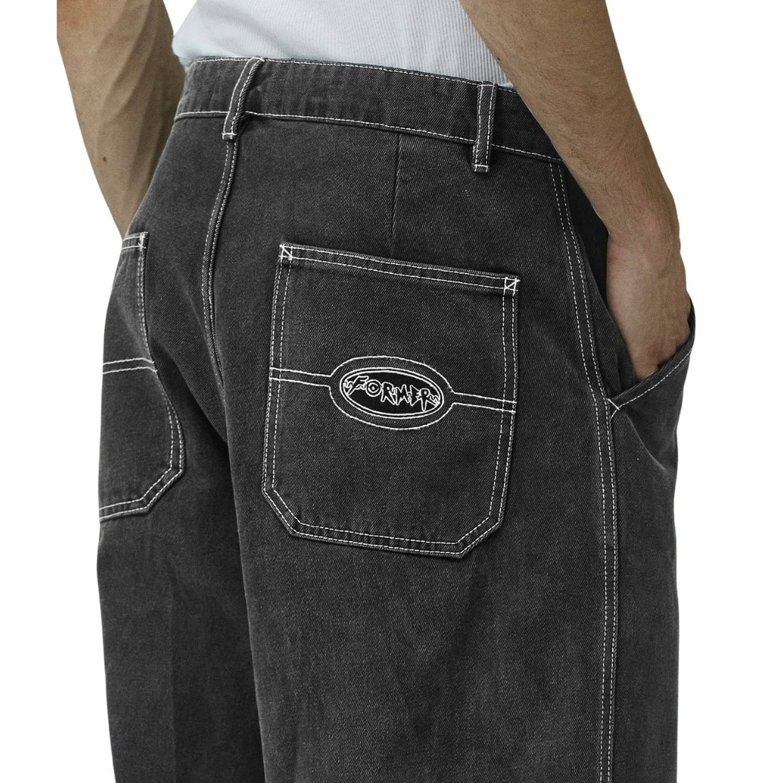 Former Reynolds Flatline Denim Pant - Washed Black - Mens Relaxed/Loose Denim Jeans by Former