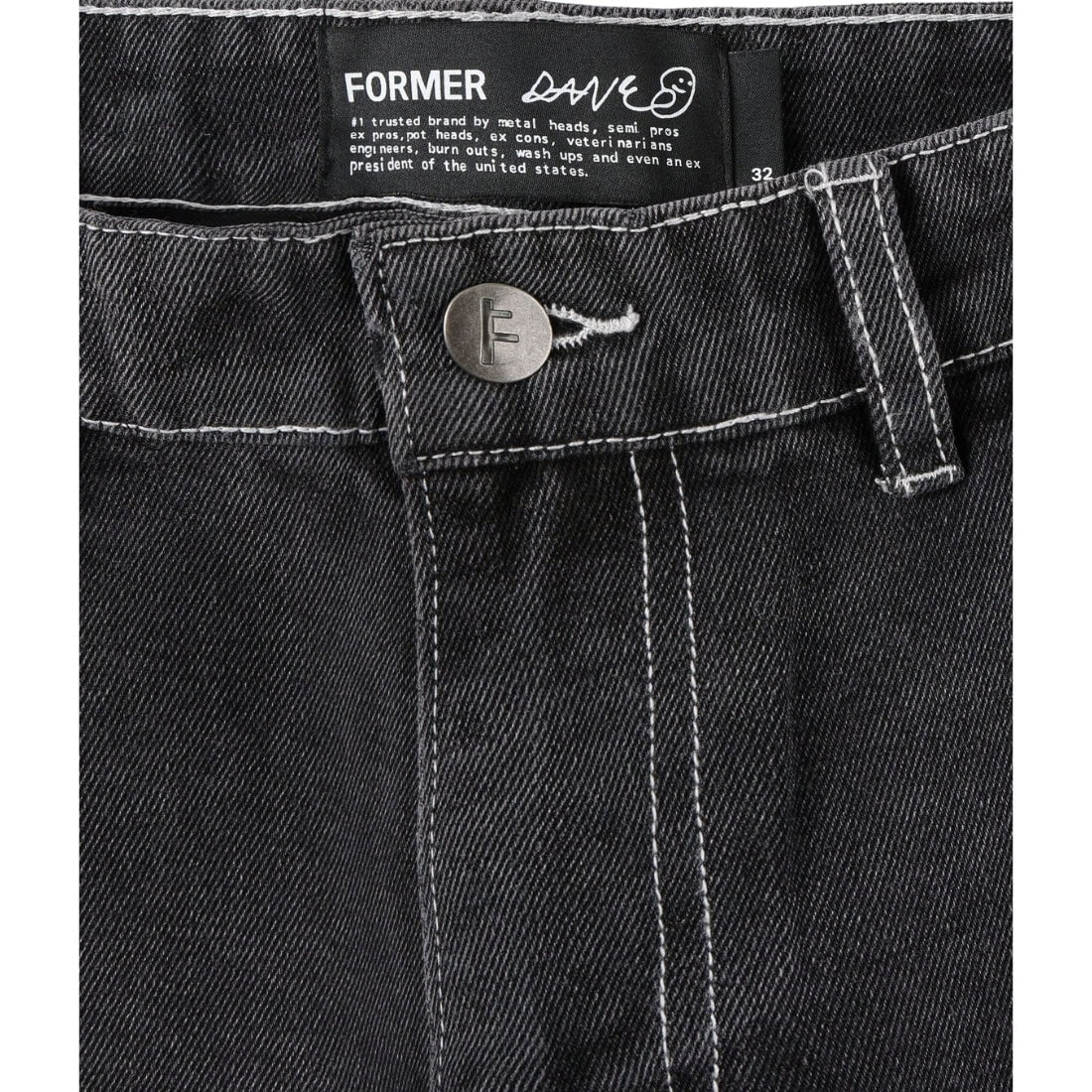 Former Reynolds Flatline Denim Pant - Washed Black - Mens Relaxed/Loose Denim Jeans by Former