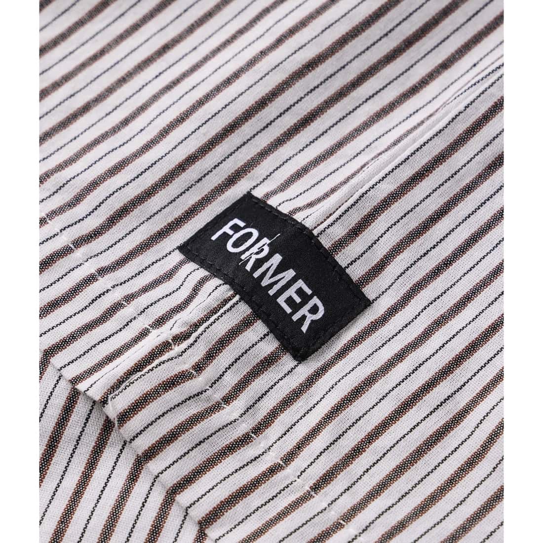Former Reynolds Stripe Short Sleeve Shirt - Beige - Mens Casual Shirt by Former