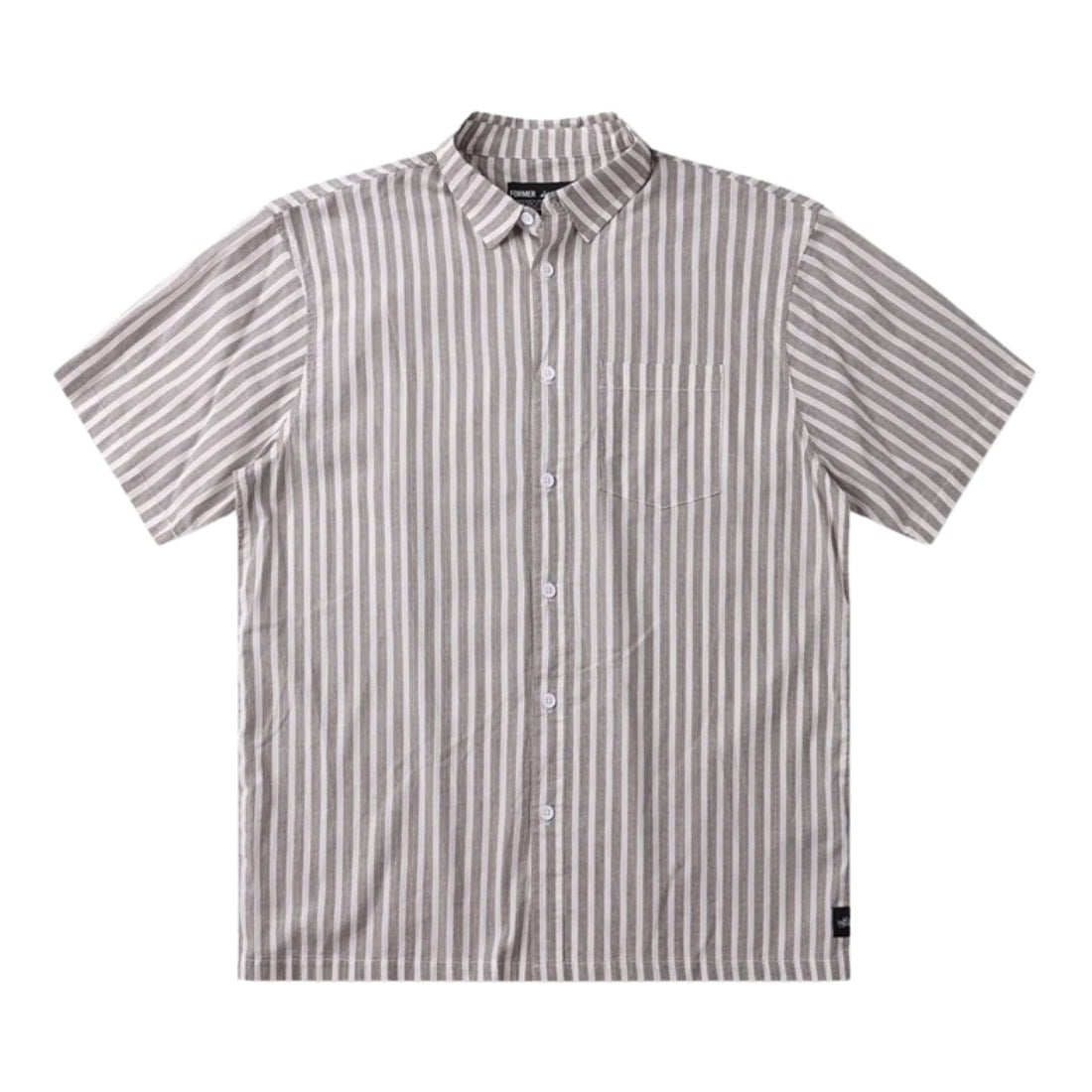 Former Reynolds Stripe Short Sleeve Shirt - Chocolate - Mens Casual Shirt by Former