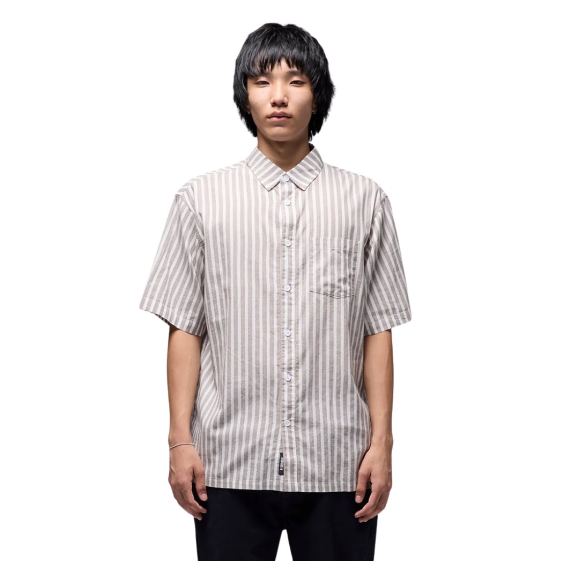 Former Reynolds Stripe Short Sleeve Shirt - Chocolate - Mens Casual Shirt by Former