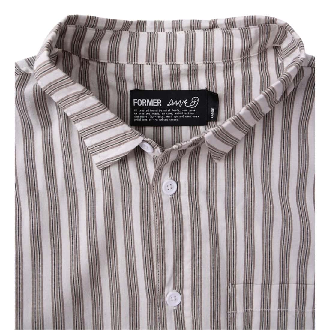 Former Reynolds Stripe Short Sleeve Shirt - Chocolate - Mens Casual Shirt by Former