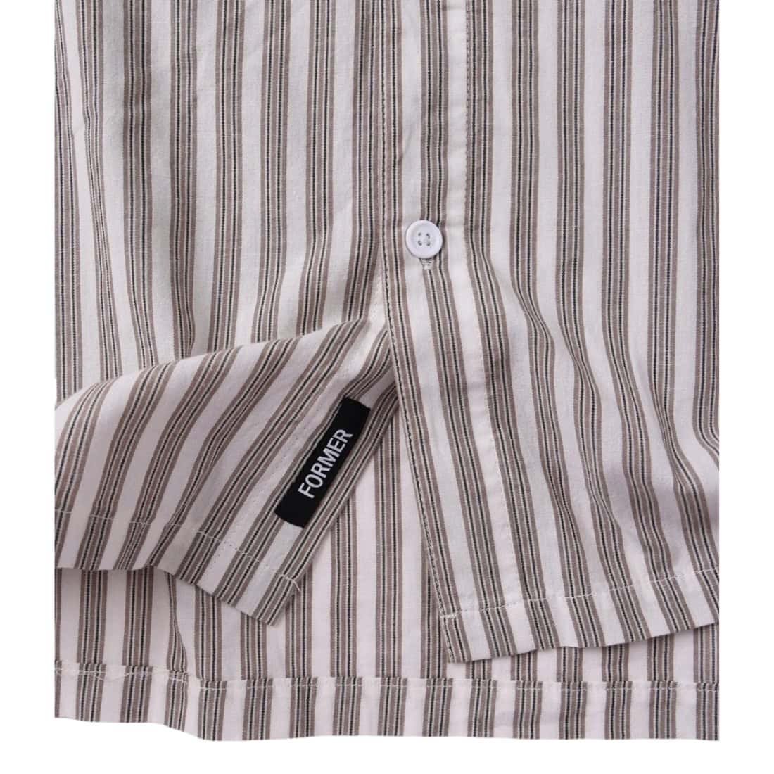 Former Reynolds Stripe Short Sleeve Shirt - Chocolate - Mens Casual Shirt by Former