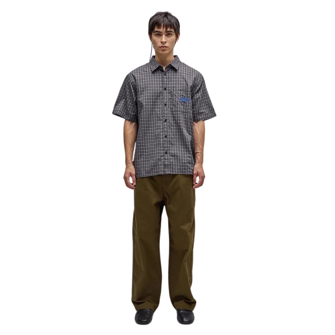 Former Vivian Check Short Sleeve Shirt - Worn Black - Mens Casual Shirt by Former
